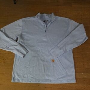 Carhartt Men Sky Blue Relaxed Fit Heavyweight Thermal Quarter-Zip Pullover Shirt